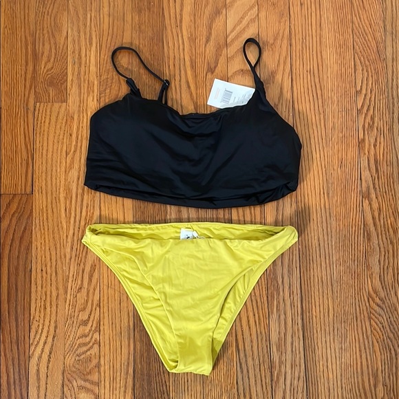 Andie Bikini Set Maui Top Cheeky Bikini Bottom black yellow size L NWT - Picture 4 of 9